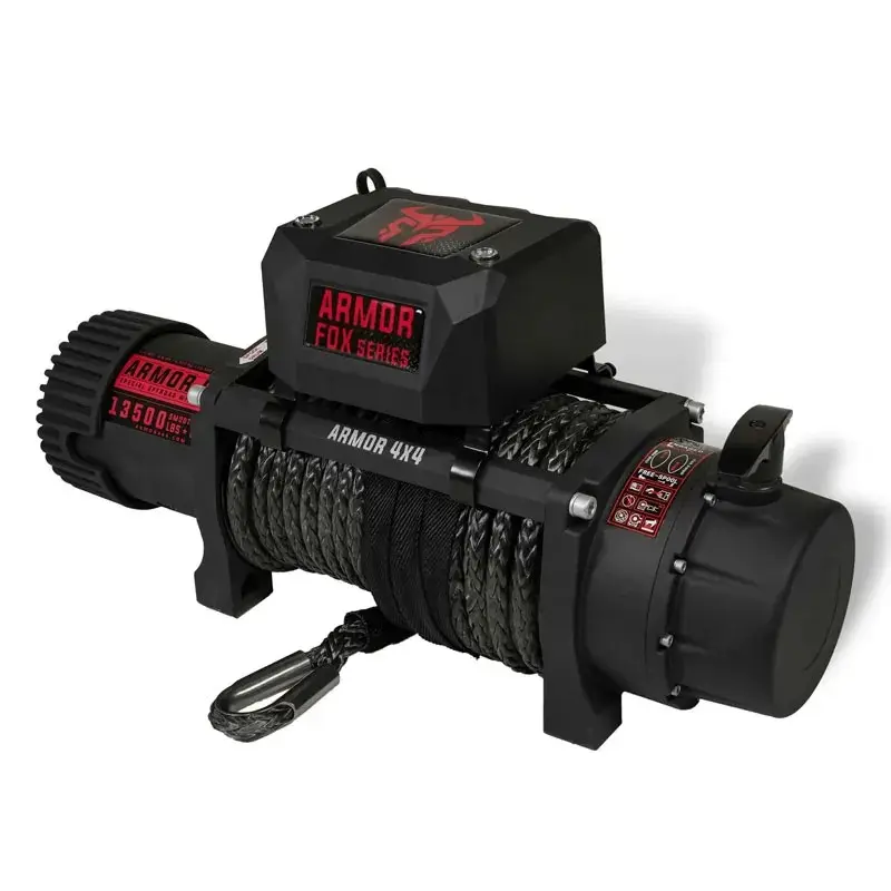 نمای 45 درجه از وینچ خودرویی طناب الیافی آرمور