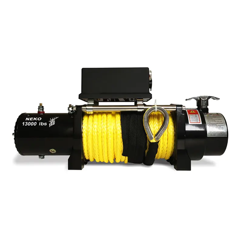 automotive-winch-nk120-cover نمای کامل وینچ خودرویی ۱۳۰۰۰ پوند طناب الیافی نکو (Neko) سری (Bittle) - 12 ولت