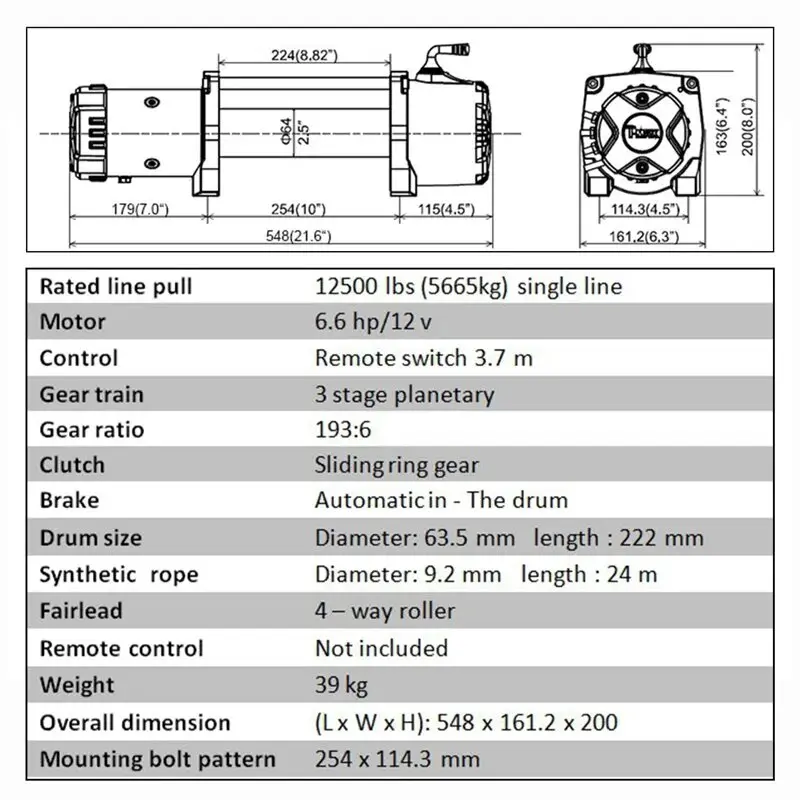 ابعاد دقیق و اطلاعات فنی وینچ سیم بکسلی تی مکس