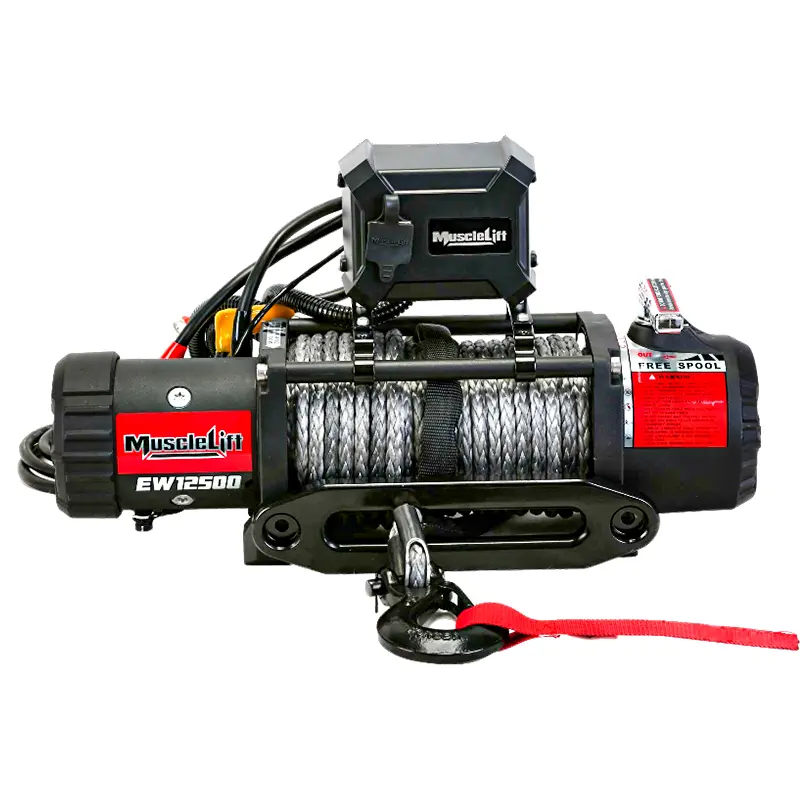 وینچ خودرویی 12500 پوند طناب الیافی تی مکس از نمای روبرو