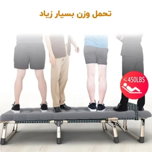 نمای روبرو از تخت خواب تاشو تشک دار و میزان تحمل وزن