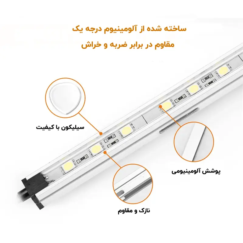 نمای نزدیک از جنس آلومینیومی پک روشنایی کمپ