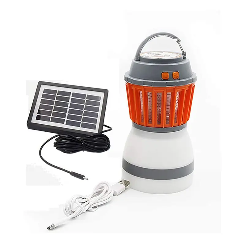 چراغ کمپینگ و پشه کش در کنار کابل شارژ