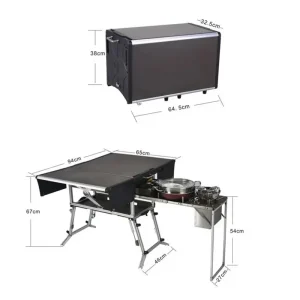 ابعاد باز شده و بسته شده میز بولین