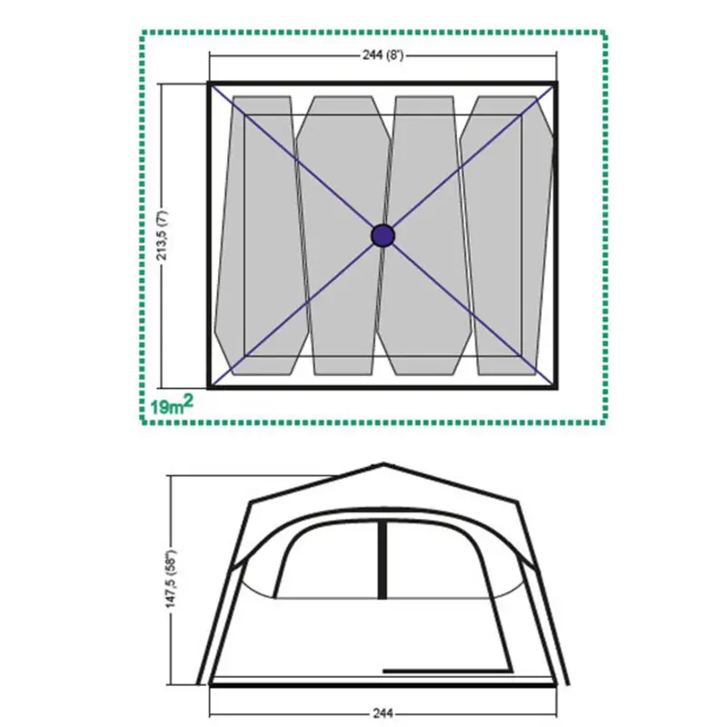 ابعاد چادر Coleman کلمن 6 نفره سری Instant cabin