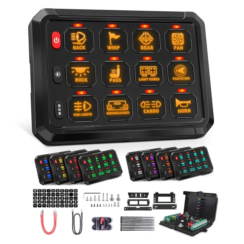 کنترل پنل و صفحه کلید فشاری در حالت روشن از نمای نزدیک