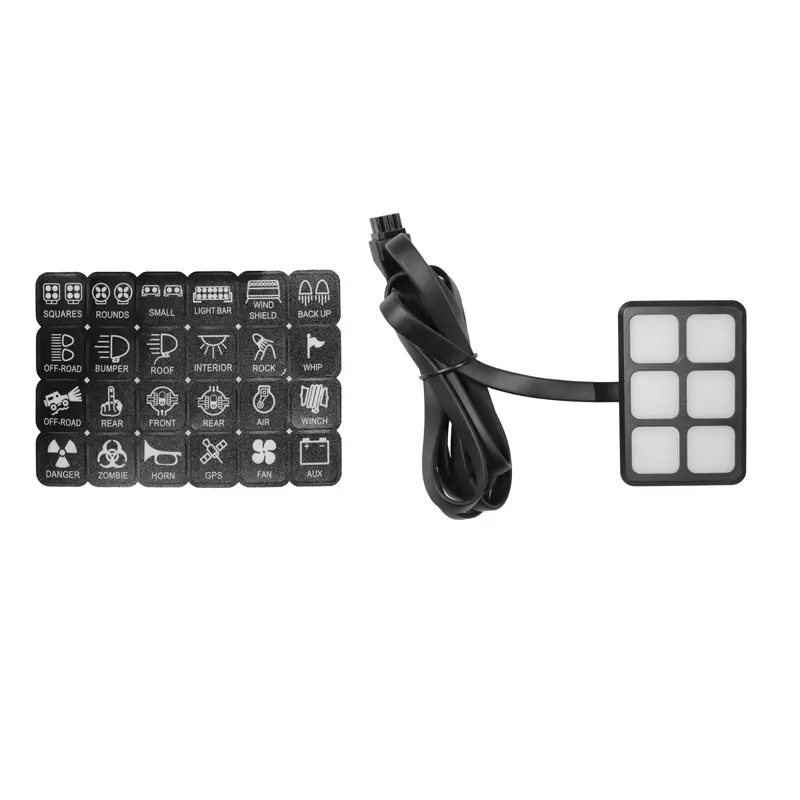 کنترل پنل و صفحه کلید فشاری 6 کلید در کنار برچسب های مختلف