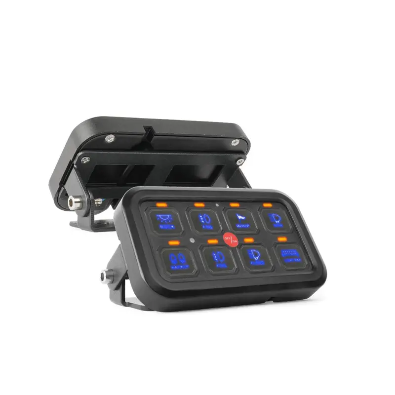 نمای جلو و پشت کنترل پنل و صفحه کلید با چراغ پس زمینه 8 رنگ RGB