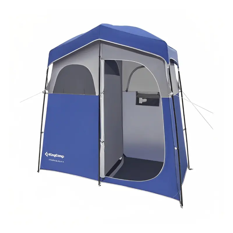 نمای نزدیک از چادر صحرایی رنگ آبی