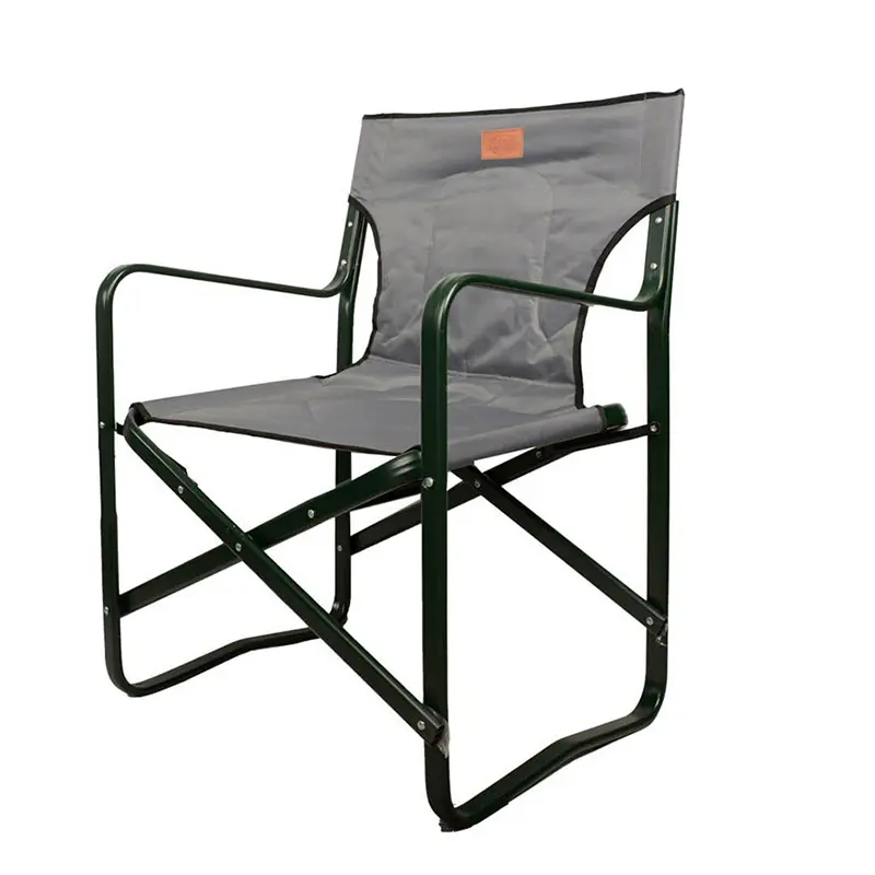 نمای 45 درجه از صندلی تاشو رنگ طوسی