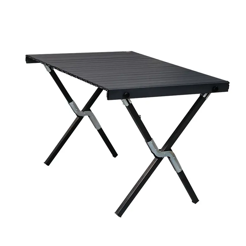 نمای کناری از میز سفری تاشو آلومینیومی رنگ مشکی