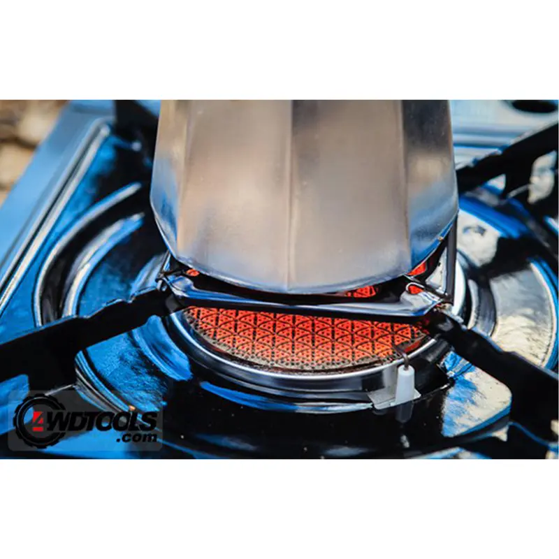 نمای بسیار نزدیک از صفحه ی شعله ی اجاق گاز