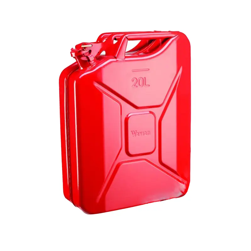 نمای 45 درجه از گالن حمل سوخت فلزی ایستاده