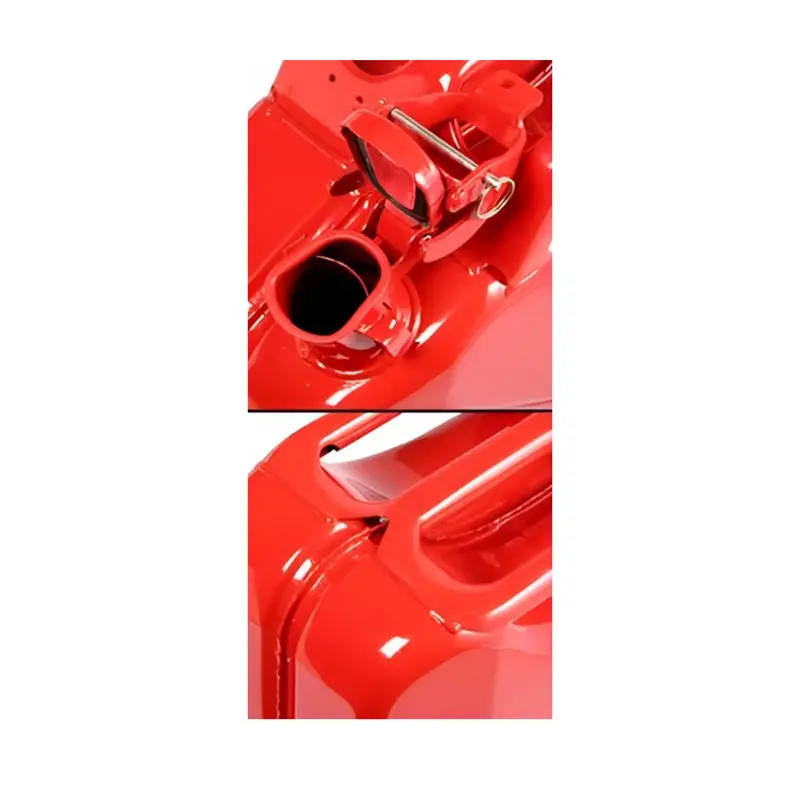 نمای نزدیک از جزئیات گالن حمل سوخت فلزی 20 لیتری