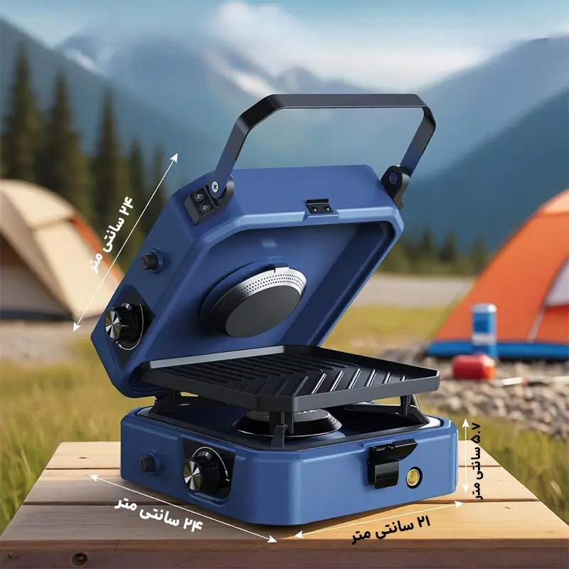 ابعاد اجاق گاز دو شعله گرین لاین مدل 2in1 Foldable