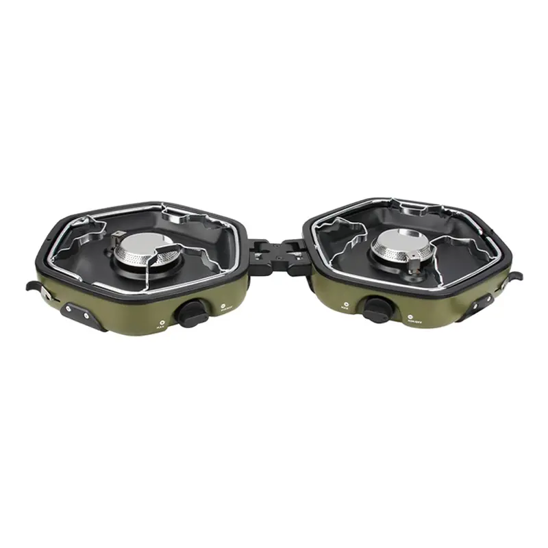 حالت باز شده اجاق گاز دو شعله گرین لاین از نمای روبرو