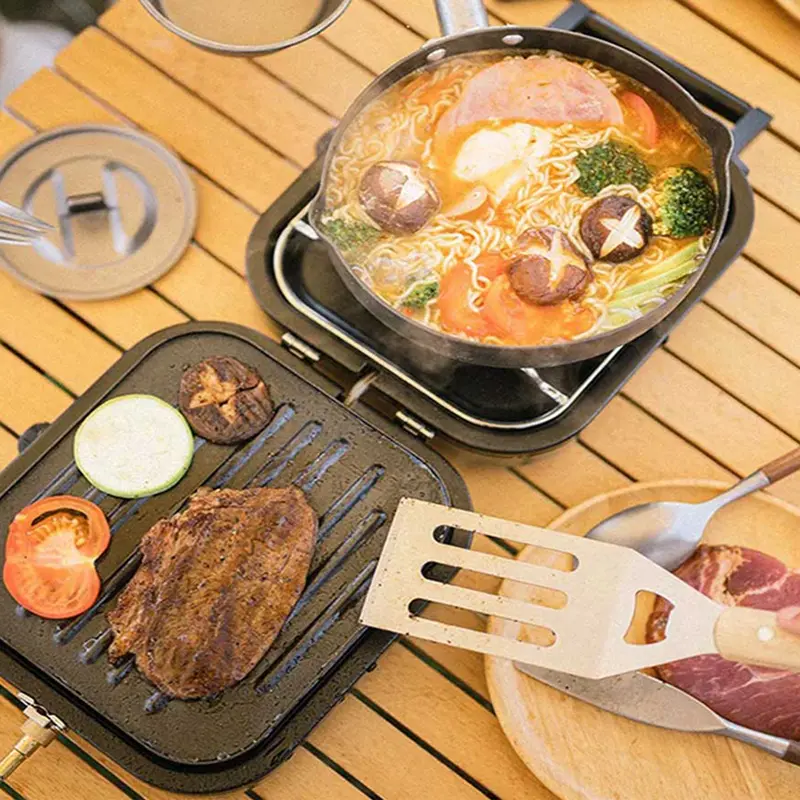 اجاق گاز دو شعله نیچرهایک در حال استفاده برای پخت غذا