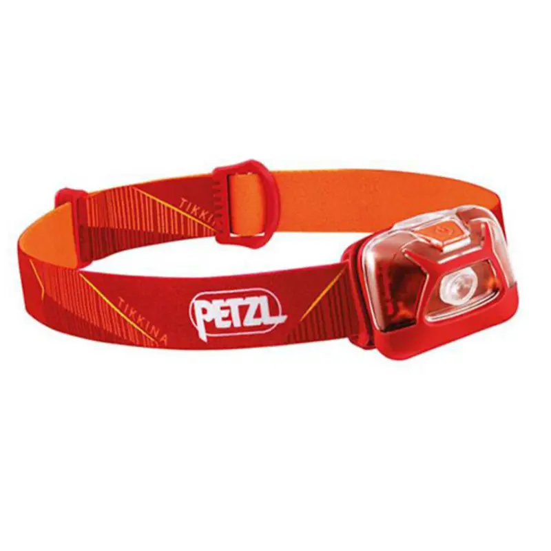 نمای نزدیک از چراغ قوه هد لامپ مدل تیکینا رنگ قرمز