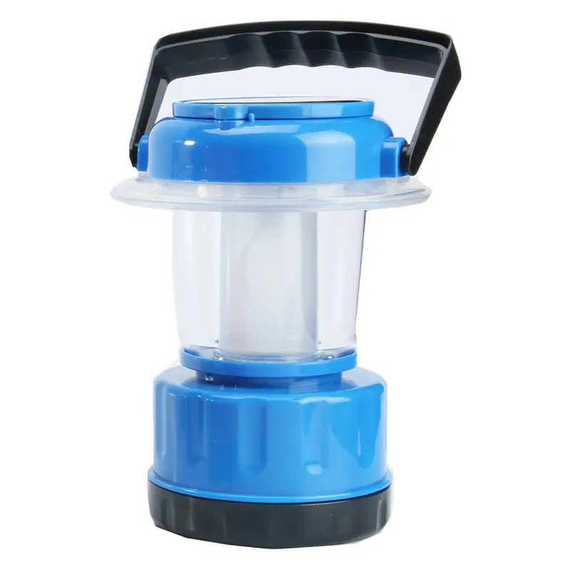 نمای نزدیک از چراغ کمپینگ فانوسی رنگ آبی