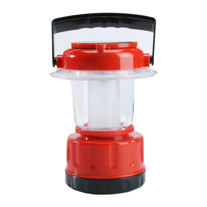 نمای نزدیک از چراغ کمپینگ فانوسی رنگ قرمز