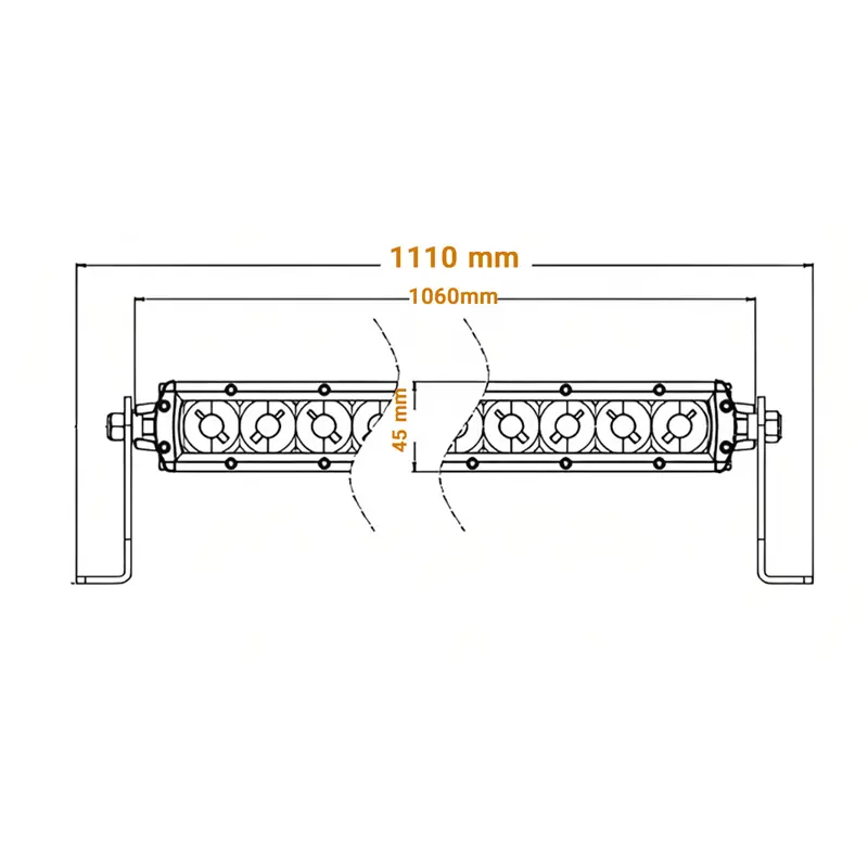 ابعاد LED Bar تک ردیفه آفرود 1110 میلی متر
