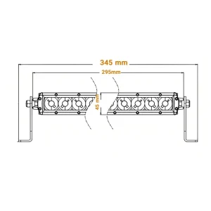 ابعاد LED Bar تک ردیفه 345 میلی متر آفرود LLB6