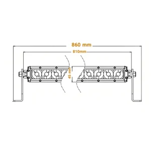 ابعاد لایت LED Bar تک ردیفه 860 میلی متر LLB6