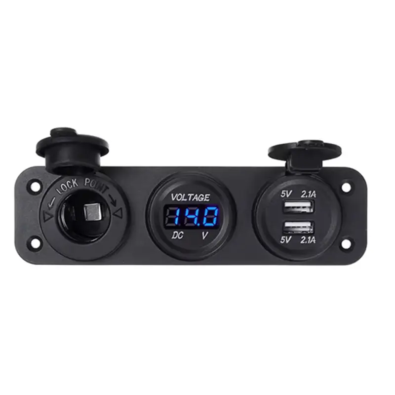 پنل 3 تایی توکار ولتمتر با نور آبی از نمای روبرو