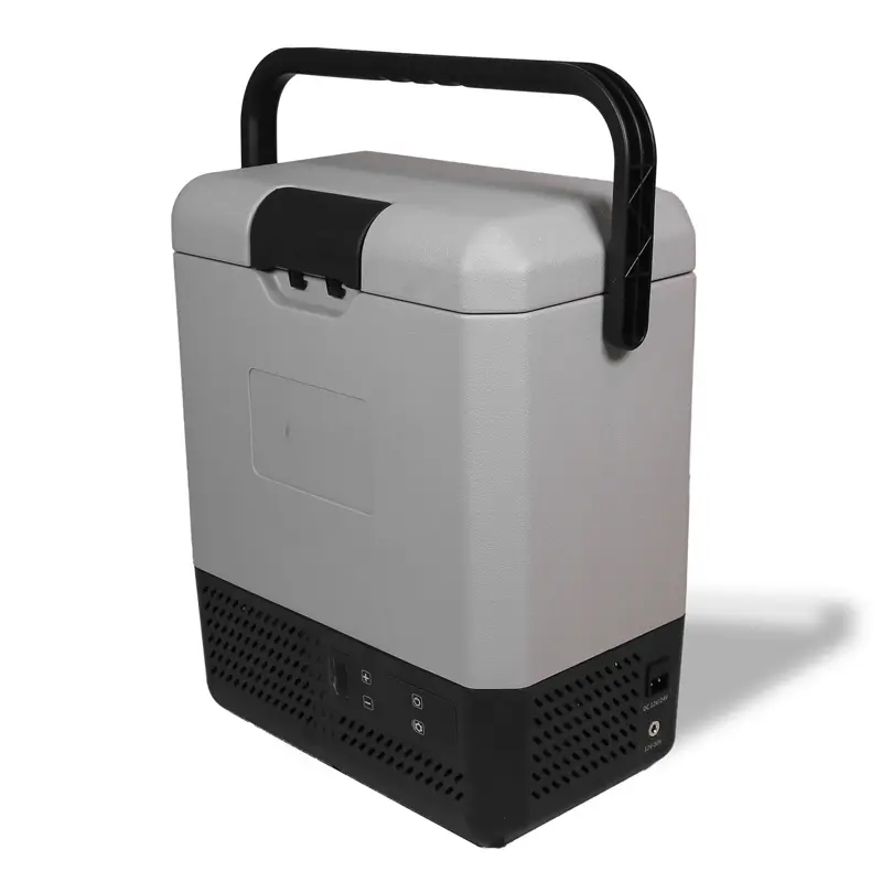 نمای 45 درجه از یخچال آلپیکول مدل P8 با ظرفیت 8 لیتر