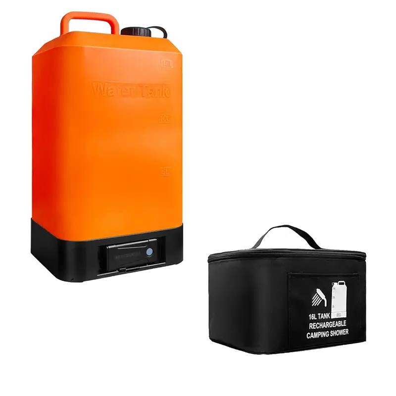 مخزن دوش قابل حمل شارژی در کنار کیف حمل