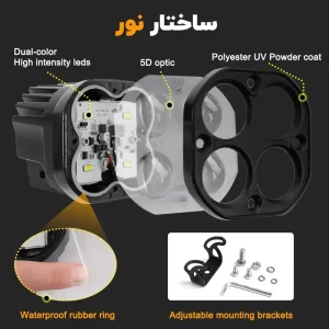 ساختار پروژکتور 40 وات 3 اینچ مربعی دو رنگ