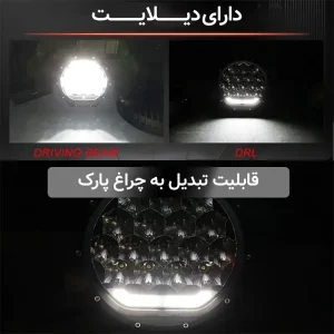نمای روبرو از دو حالت روشنایی پروژکتور