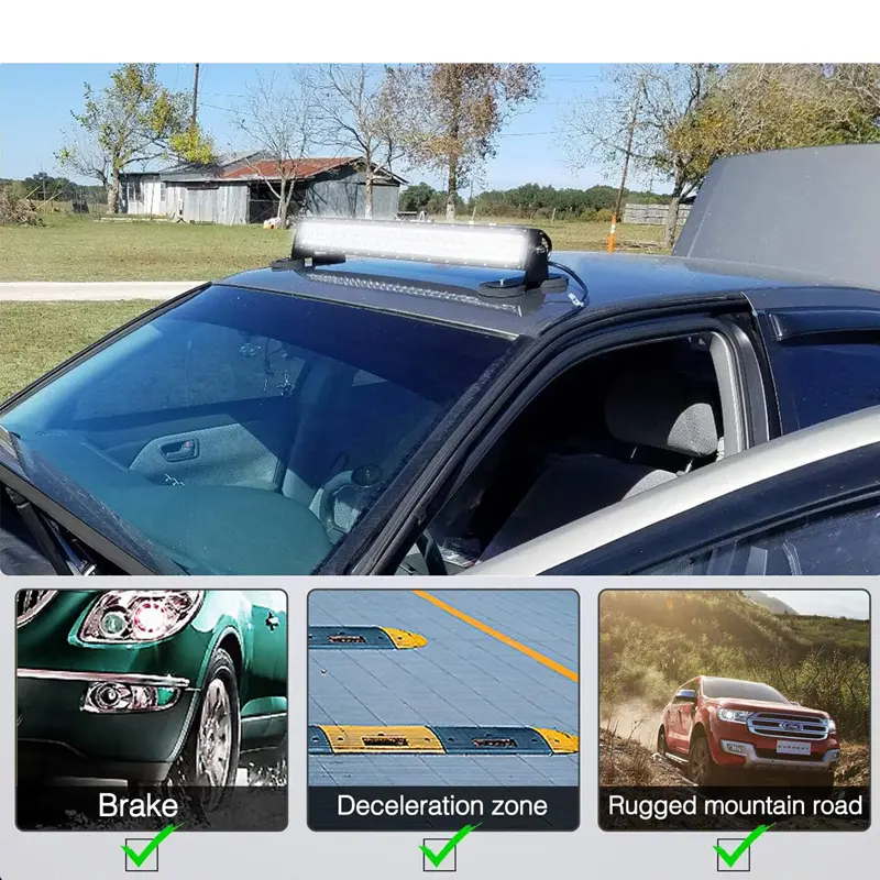 نمای نزدیک از پایه پروژکتور دو تکه ای نصب شده روی سقف خودرو