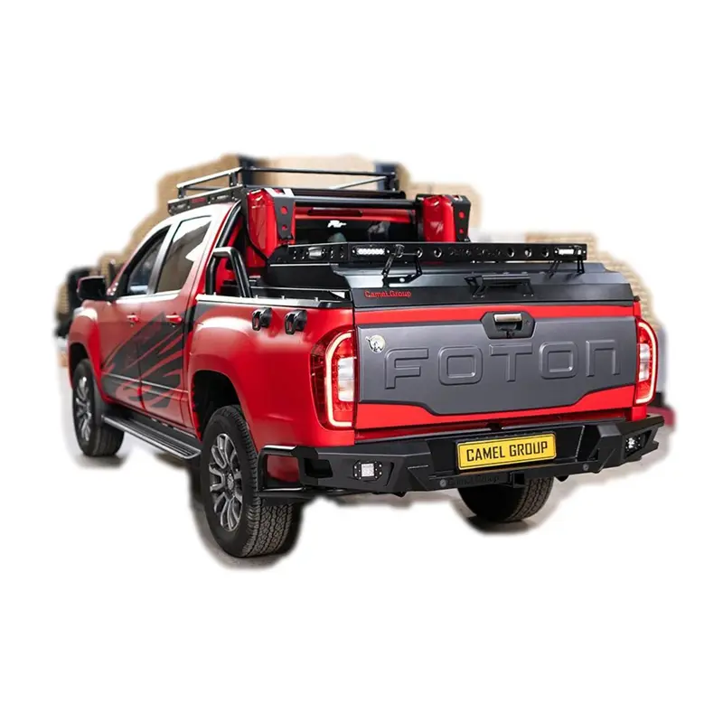 نمای پشت از خودرو با سپر عقب فولادی در حالت نصب شده