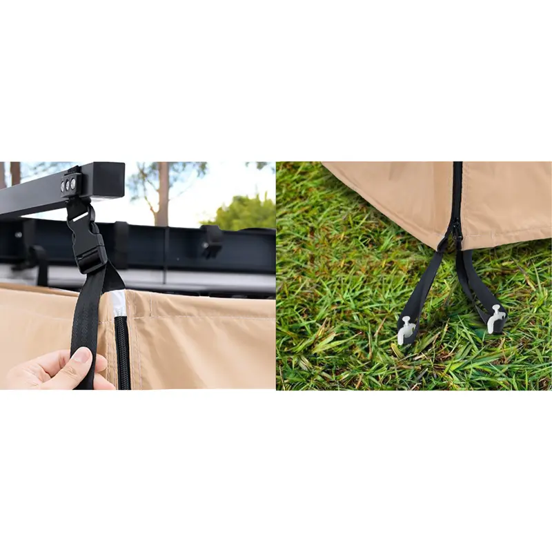 قفل و طناب های اتصال کننده چادر حمام از نمای نزدیک