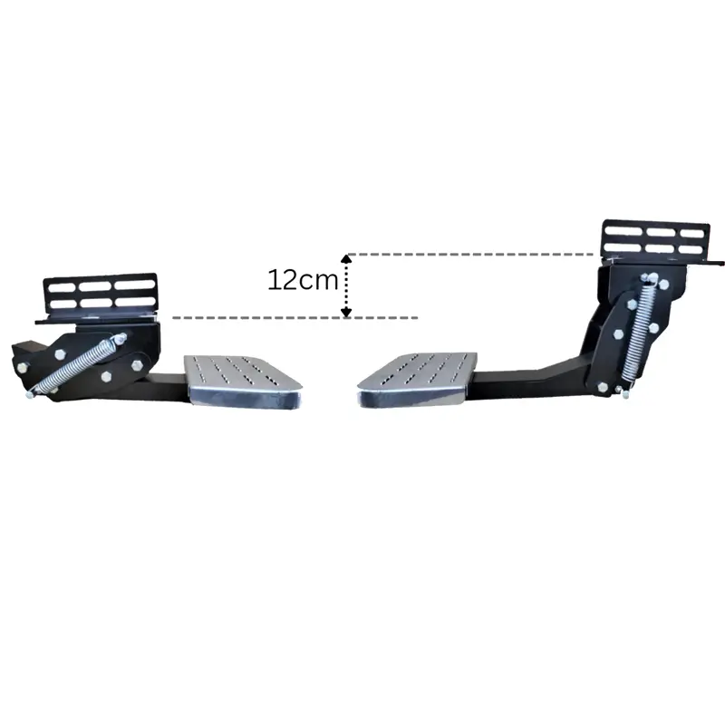 نمای روبرو از ارتفاع رکاب و پله تاشو آهنی T-Step