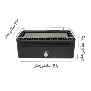 ابعاد باربیکیو و گریل رومیزی فن دار میتور مدل CBQM1