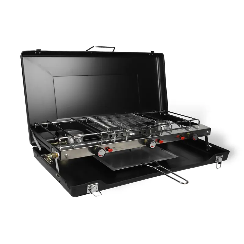 اجاق گاز سفری سه شعله گریل دار چمدانی زاویه 45 درجه
