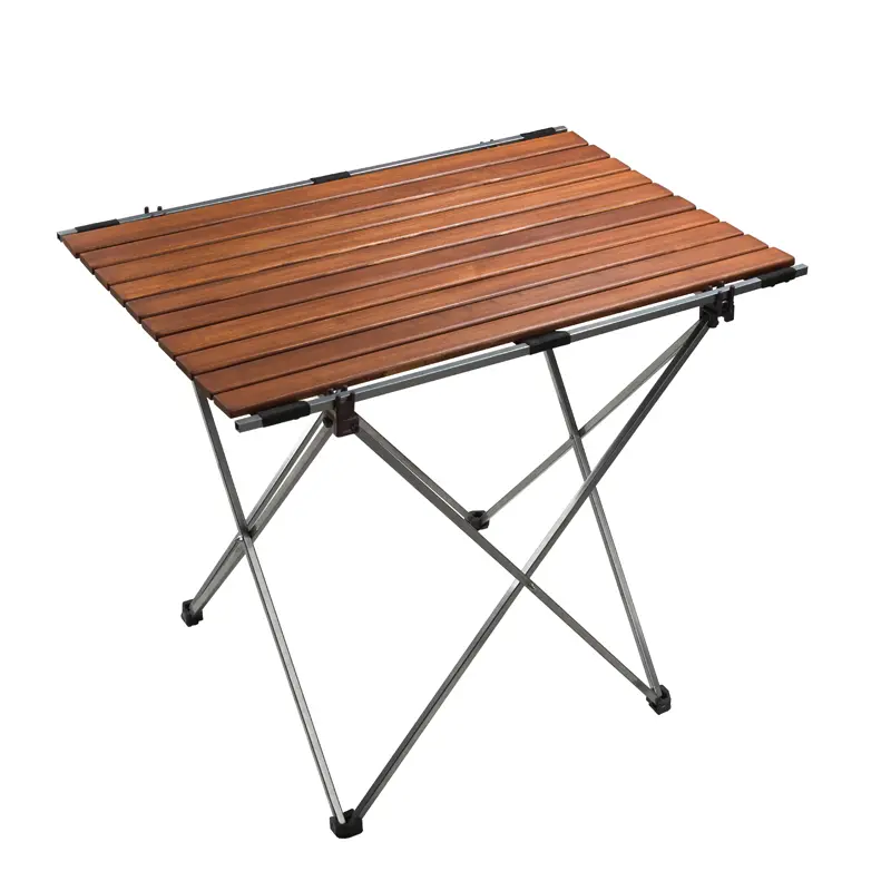 میز سفری تاشو صفحه چوبی از نمای نزدیک