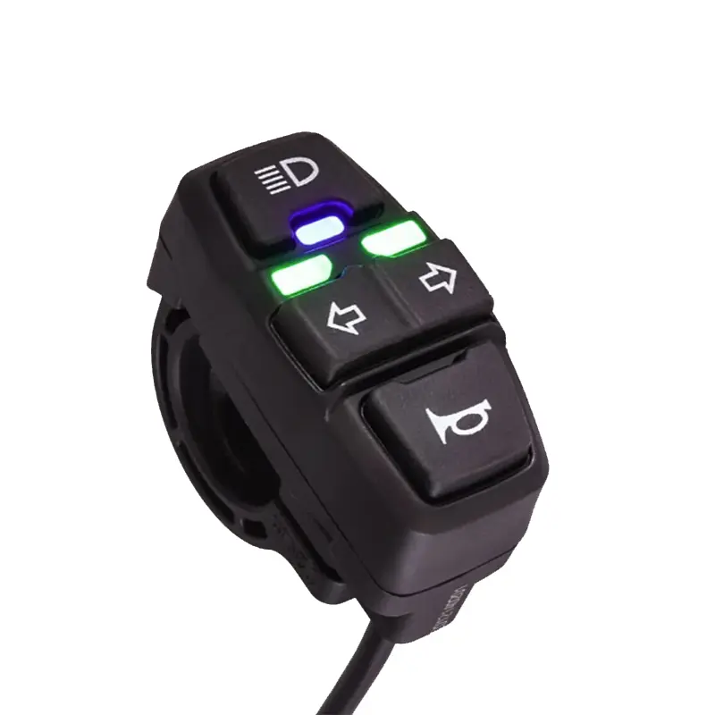 کلید چند کاره موتور سیکلت پلاستیکی از نمای کناری در حالت روشن