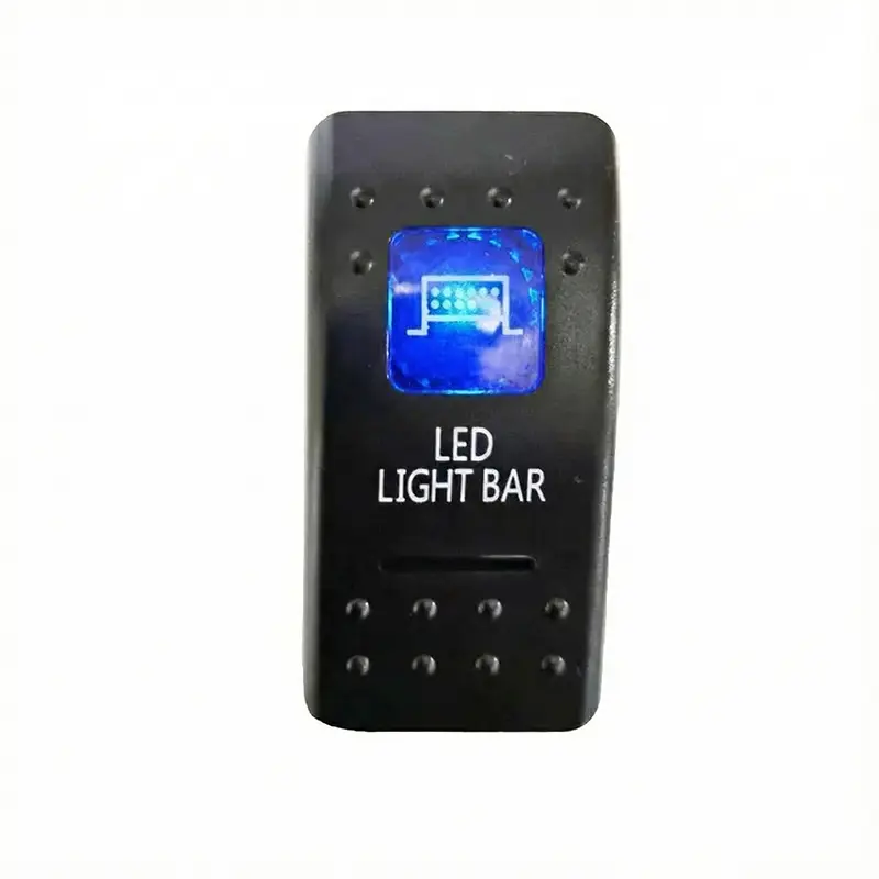 نمای روبرو کلید کلنگی پروژکتور با چراغ پس زمینه آبی طرح Led light bar