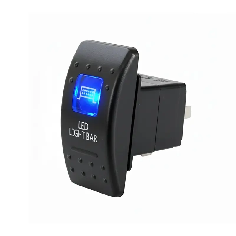 نمای کناری کلید کلنگی پروژکتور با چراغ پس زمینه آبی طرح Led light bar