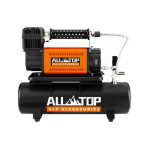 نمای روبرو از کمپرسور باد 200 لیتری تک سیلندر با مخزن تحت فشار