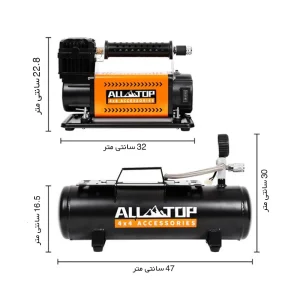 ابعاد دقیق کمپرسور باد 200 لیتری تک سیلندر All Top