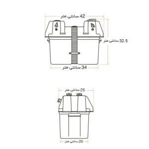 ابعاد نمای مختلف باکس باتری ALL TOP