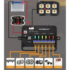 کنترل پنل و صفحه کلید فشاری 6 کلید (Auxbeam) با چراغ پس زمینه RGB مدل AR-600 - تصویر 4