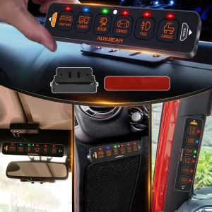 کنترل پنل و صفحه کلید فشاری 6 کلید تک ردیفه (Auxbeam) با چراغ پس زمینه RGB مدل AS-R60 - تصویر 3