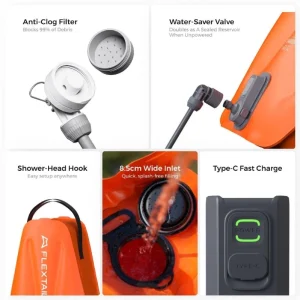 دوش قابل حمل شارژی با کیسه 20 لیتری FLEXTAIL مدل TINYSHOWERBAG - تصویر 2