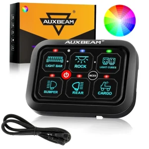 کنترل پنل و صفحه کلید فشاری 6 کلید (Auxbeam) با چراغ پس زمینه RGB مدل RA60 - تصویر 2