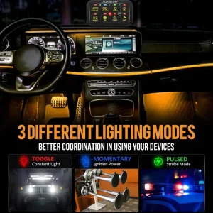 کنترل پنل و صفحه کلید فشاری 8 کلید (Auxbeam) با چراغ پس زمینه RGB مدل RB80 - تصویر 3